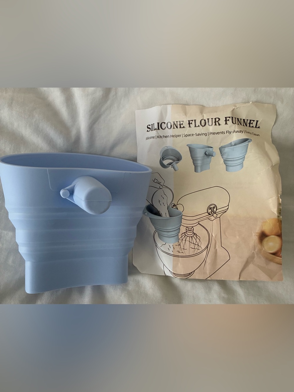 Silicone Flour Funnel for Stand Mixers - Light Blue